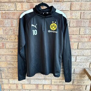 PUMA Borussia Dortmund Men's Black 1/4 Zip Training Top Size M